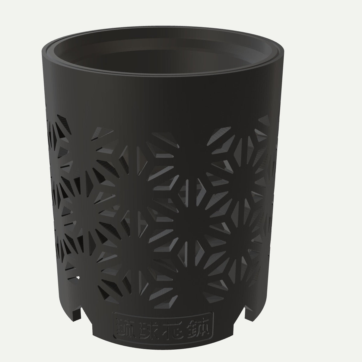 RYUKA GROW POT 麻の葉 MATTE BLACK（全体）